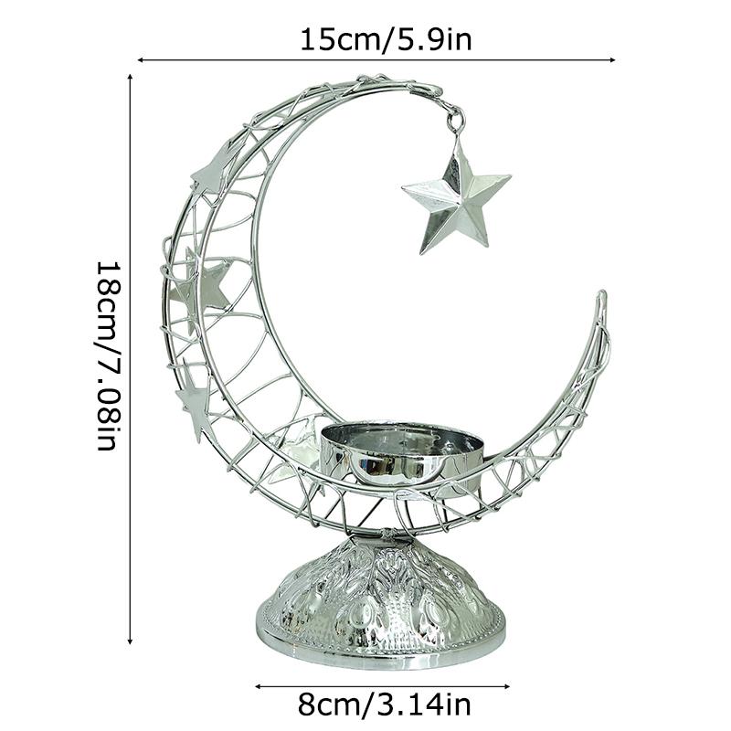 1 Stück Hohl Party Halbmond Kerzenhalter Tischdeko Gold Silber Islamisch Metall Hochzeit Mehrere Optionen verfügbar