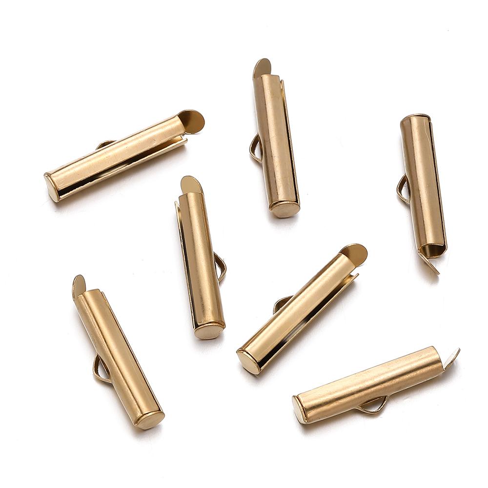 10pcs/lot Fastener Tube Crimp End Caps Slider Clasp Bracelet Buckles for DIY Connectors Loom Jewelry Making Findings Accessories