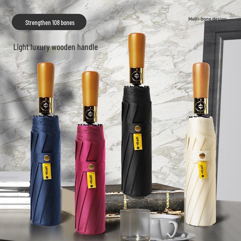 Nanqiao NQ-909 Automatic Wood Handle UV Folding Umbrella