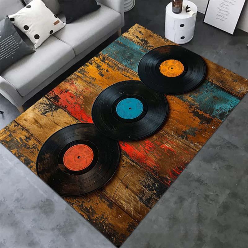 Soft & Washable Vinyl Record Design Carpet - Rectangular, Perfect For Living Room, Outdoor, Kitchen, Bedroom, Game Room,Bathroom