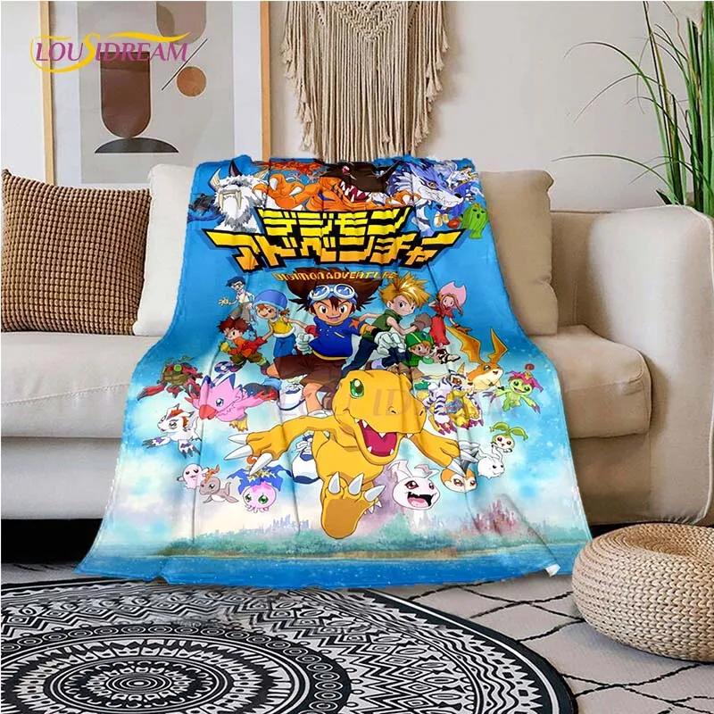 New Cartoon Digimon Blankets for Beds Anime Blanket Queen Size Soft Bed Sheet Rome Decor Winter Bedding Cover Kids Gift Picnic