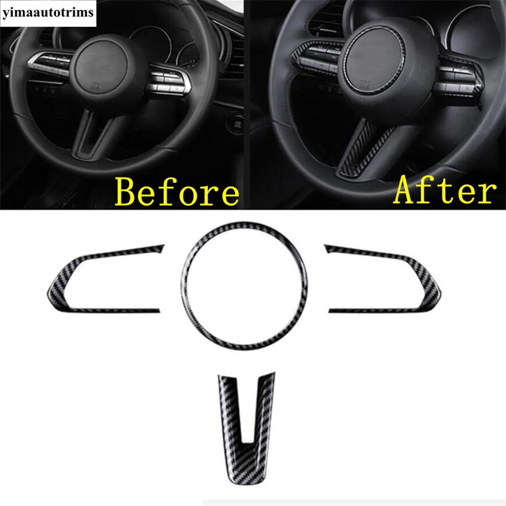 Steering Wheel Switch Button Frame Decoration Cover Trim For Mazda CX-50  - 2024 ABS Carbon Fibre / Red Accessories Interior Carbon Fiber Look