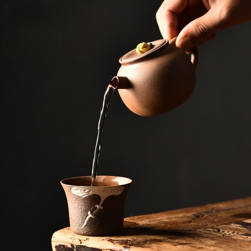 150ML Old Rock Mud Rough Pottery Tea Pot Retro Teapot Tea Kettle Tea Ceremony Tea Making Single Pot Tea Ceremony