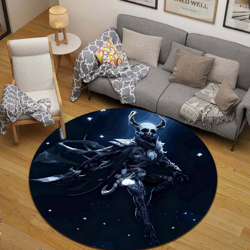 Folk Round Ocean Multicolor Rug Pad, Non-Slip Floor Mat for Bathroom