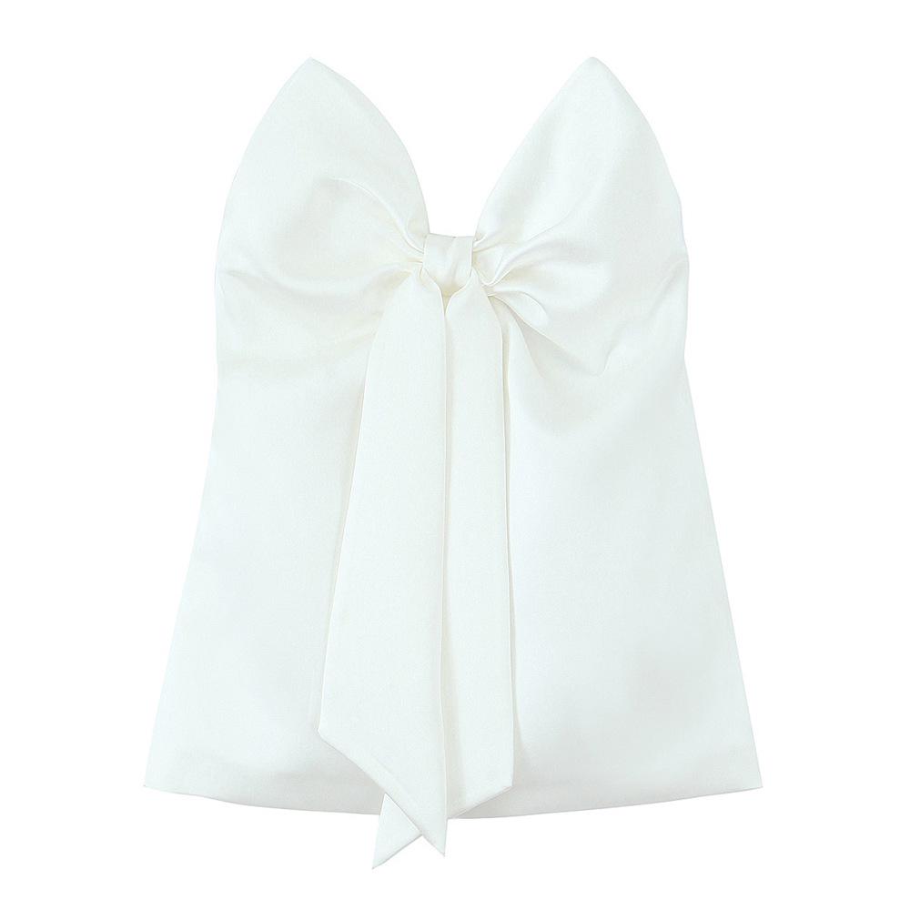 

2025 Spring Women s Satin Bow Strapless Top: Slim Fit & Elegant XS белый