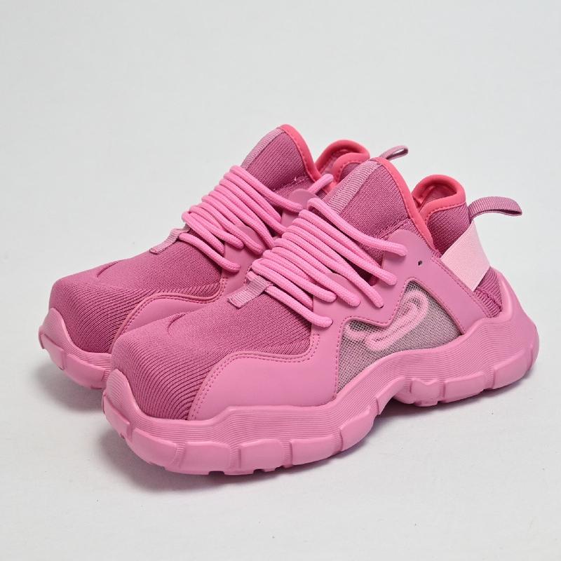 

Модные повседневные туфли из полой сетки для женщин, кроссовки для пар на толстой подошве, кроссовки на шнуровке, спортивная обувь для активного отдыха, женская вулканизированная обувь 40 розовый