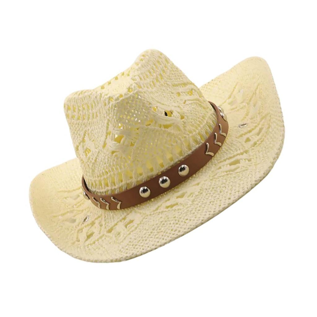 Braided Straw Hat Cowboy Hat Beach Panama Hat for Wedding Party Western Panama Hat for Street Shooting Dancing