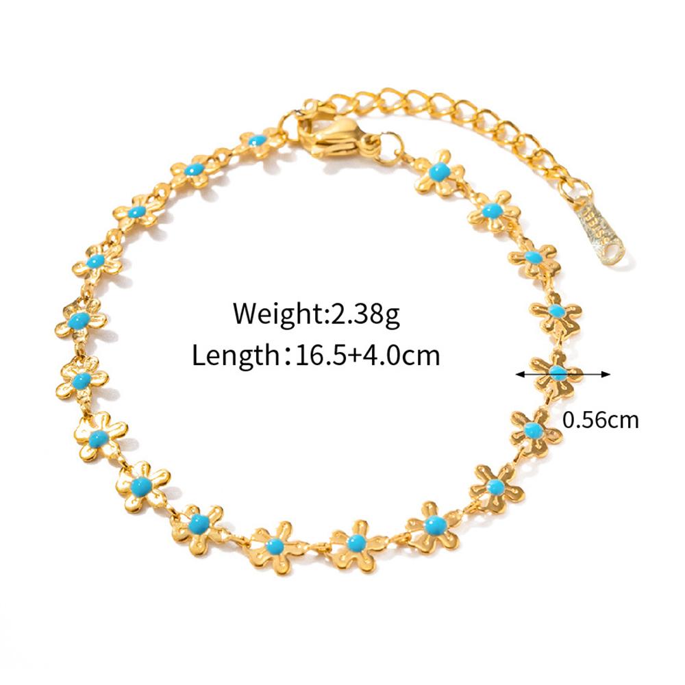 

Yori Stainless Steel Chain Blue Dripping Oil Flowers Necklace Waterproof 18K PVD Plated Trendy Jewelry Bijoux Femme Party