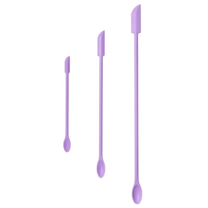 3 Adet Silikon Spatula Seti Çift Başlı Kazıyıcı Kozmetik Reçel Krem Derin Şişe Mini Spatula Uzatılmış Küçük Uçlu Spa Makyaj Aracı
