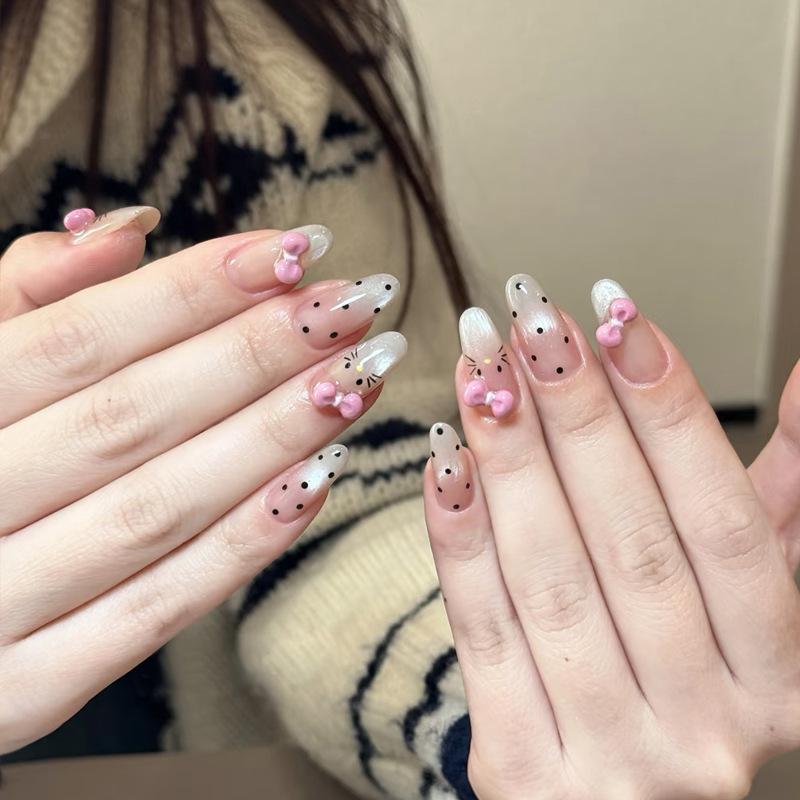 

Cartoon Cat Eye Gradient Nail Art Tips - Xiaohongshu Style, Removable & Cute for Girls Handmade Nails M Size #10 Pieces/Bag