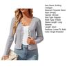 Women Knitting Cardigan V-Neck Buttoned Long Sleeve Knitting Jacket Solid Color Elastic Short Knit Tops Daily Wear