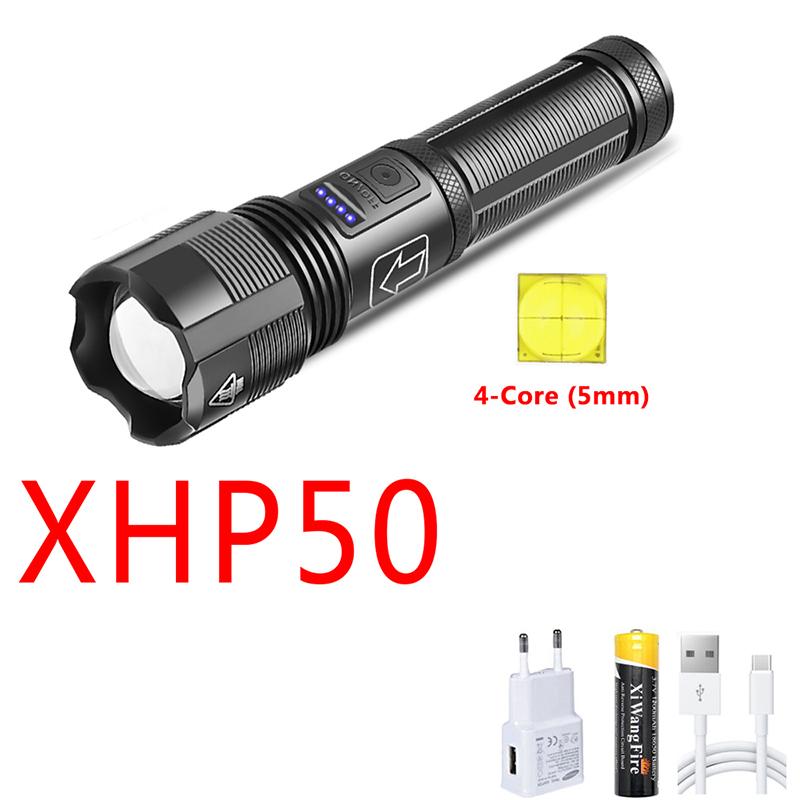 Portable 4 Core Led Flashlight Aluminum Alloy XHP70.2  XHP50.2 Usb Rechargeable Zoomable Lantern 18650 AAA Battery Hunting Torch