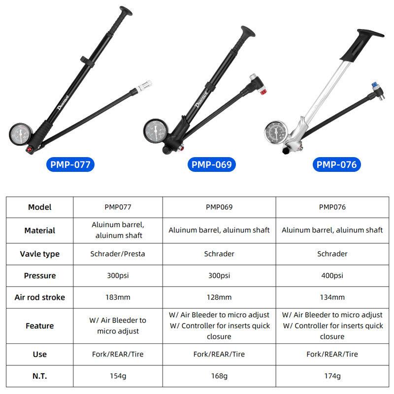 High Air Pressure Pump W/ Gauge for Front Fork Suspension Shock Absorber Bike Tire Presta Schrader Valve Inflator Hose Rotatable