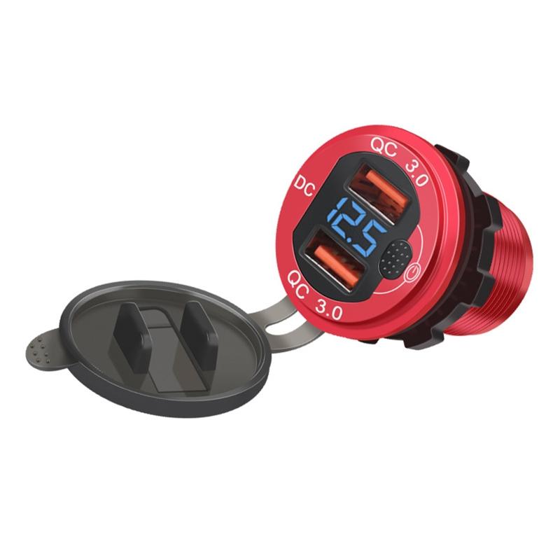 

Car Charger Dual QC3.0 Port USB Car Charger Adapter 12/24V Fast Charge Car Phone Charger with for Touch Switch