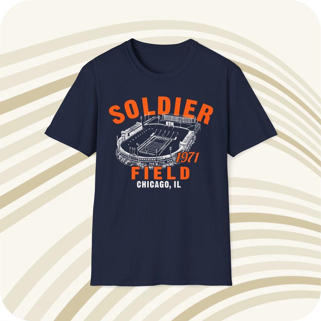Throwbackmax Soldier Field 1971 Classic Cut Football T shirt - Chicago Bears