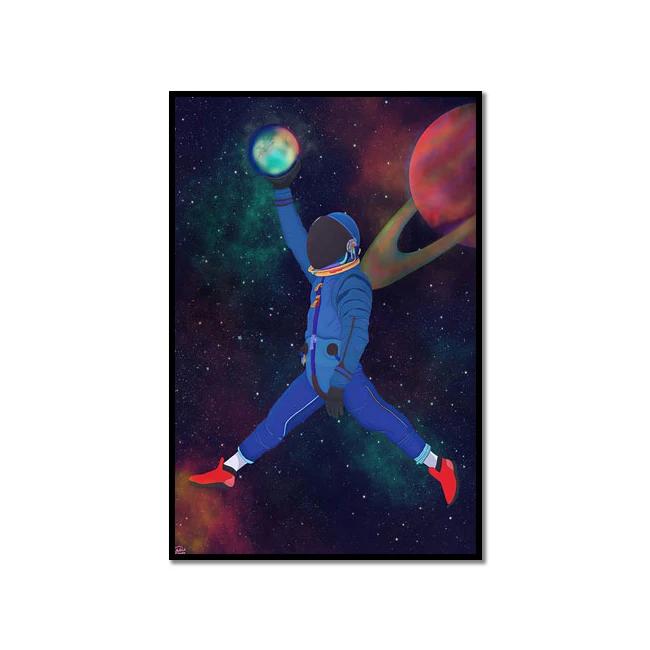 Astronaut Galaxies Wall Art Poster Moon Earth Cyberpunk Sci Fi Mural Modern Home Decor Canvas Picture Print Living Room Decorate