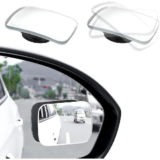 2 PCS Car Blind Spot Mirror, Fan Shaped HD Glass Convex 360° Rotating Wide Angle Side Mirror, Frameless Car Blindspot Mirror for Larger Image and