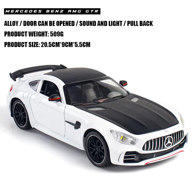 1/24 Scale Benz Gtr Sports Alloy Car Model Metal Children Diecast Toy Car Modification Simulation Sound & Light Gift for Boy