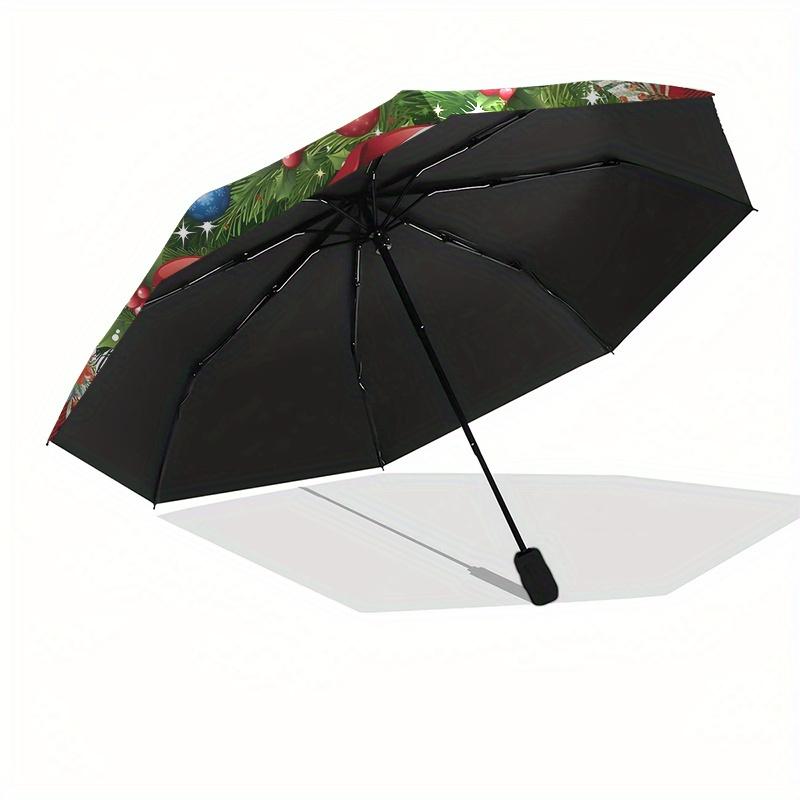 Christmas Santa Claus Umbrella, Portable 3-Fold Compact Umbrella,Christmas Gift ES425