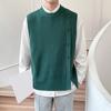Fall Winter Men Sweater Vest Loose Single-breasted Knitted Elastic Solid Color Casual Soft Cardigan Buttons Sleeveless Round Neck Men Vest