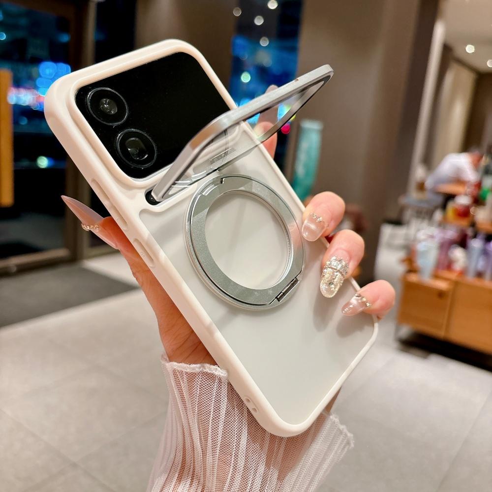 Matte Transparent Magnetic Bracket Holder Case for Xiaomi 17 Pro Max Glass Lens Protection Fold Camera Stand Shockproof Cover