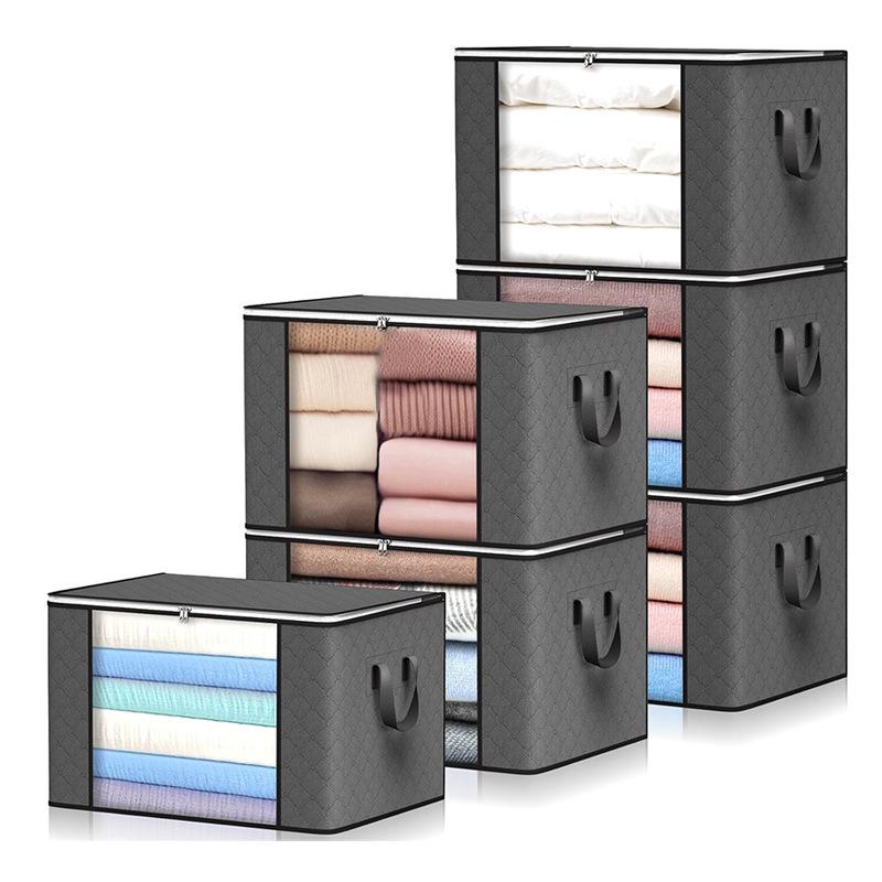 Large Capacity Cotton Quilt Storage Bag with Transparent Window - Ideal for Clothes & Household Items