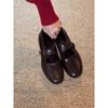 Leather Retro Round Head with Thick Heel Mary Jane Small Leather Shoes Women's New French Light Mouth Temperament Versatile Single Shoes