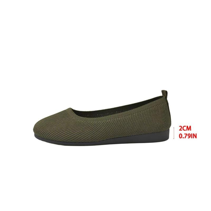 Large size spring new flat bottom round head foot cover shallow mouth mother shoes knitted fashion versatile shoes