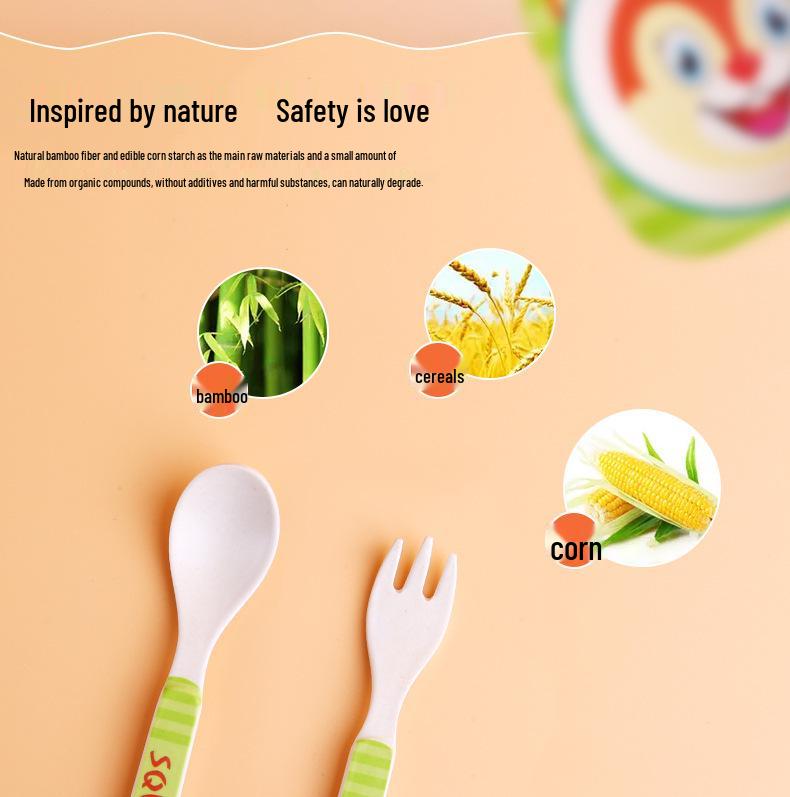 Kreativní dětská jídelní sada z bambusového vlákna - Pěti dílný kreslený design pro děti.