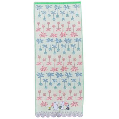 Marushin Moomin Face Blooming Maze 1405015400 Towel, 34x80cm, Appliqué Embroidery, No-Twist Yarn,