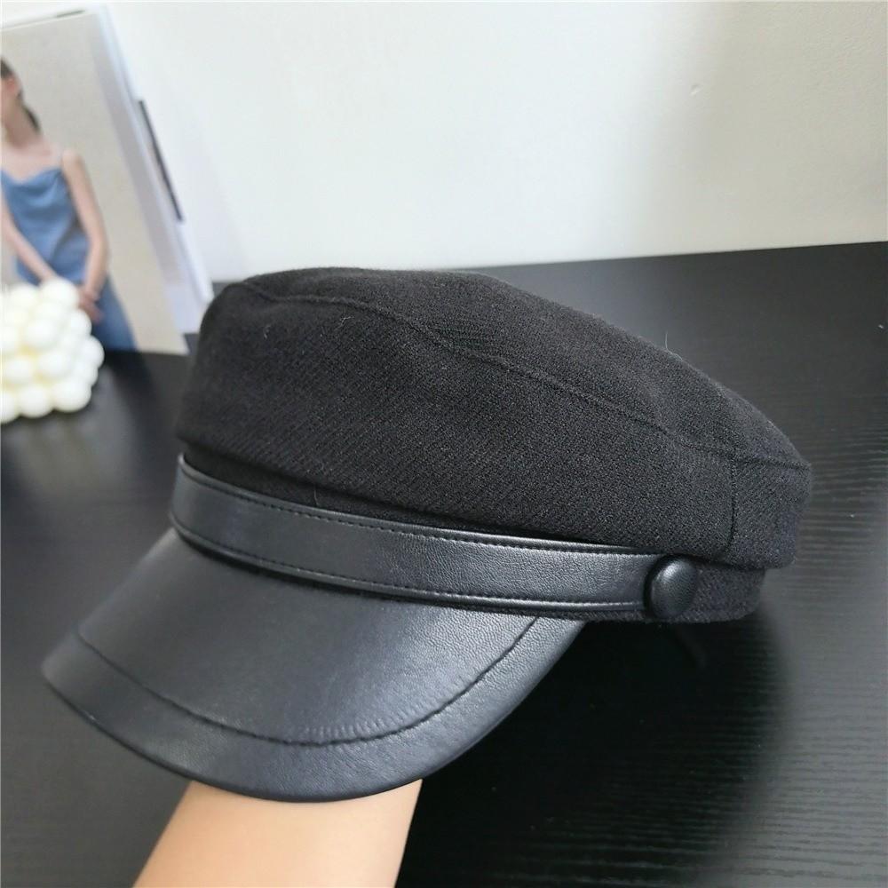 Wool Blend Octagon Hat Adjustable Winter Beret Retro Newsboy Cap  Women чёрный