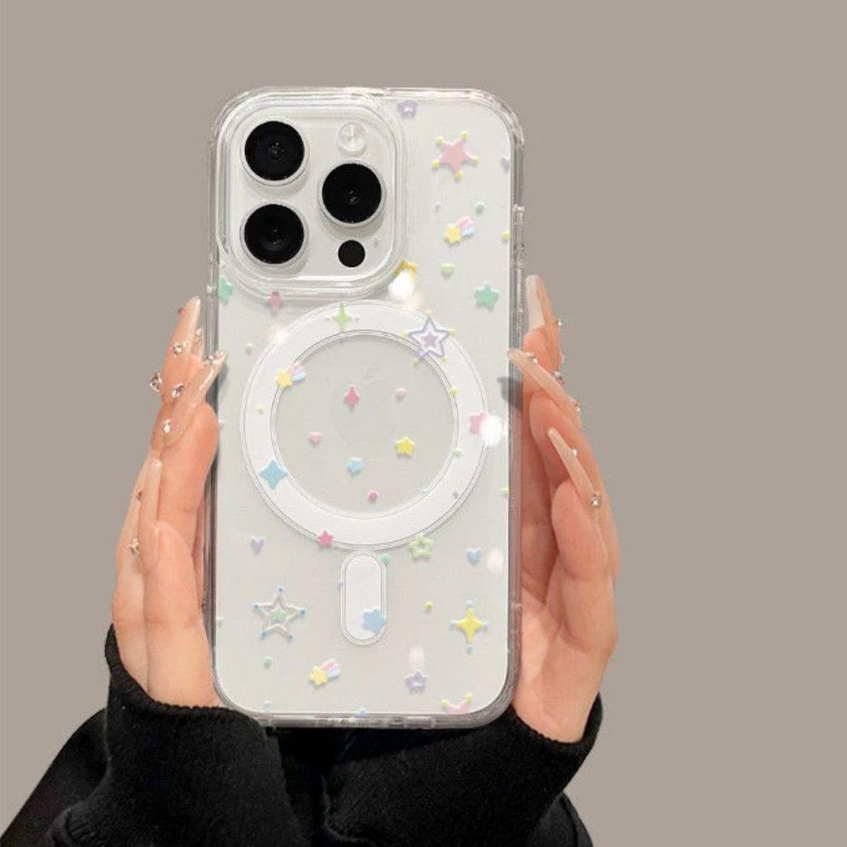 

For Apple Transparent Magnetic Phone Case Cartoon Magsafe Magnetic Head for Apple Protective Case Huaqiangbei For iPhone 17PROMAX