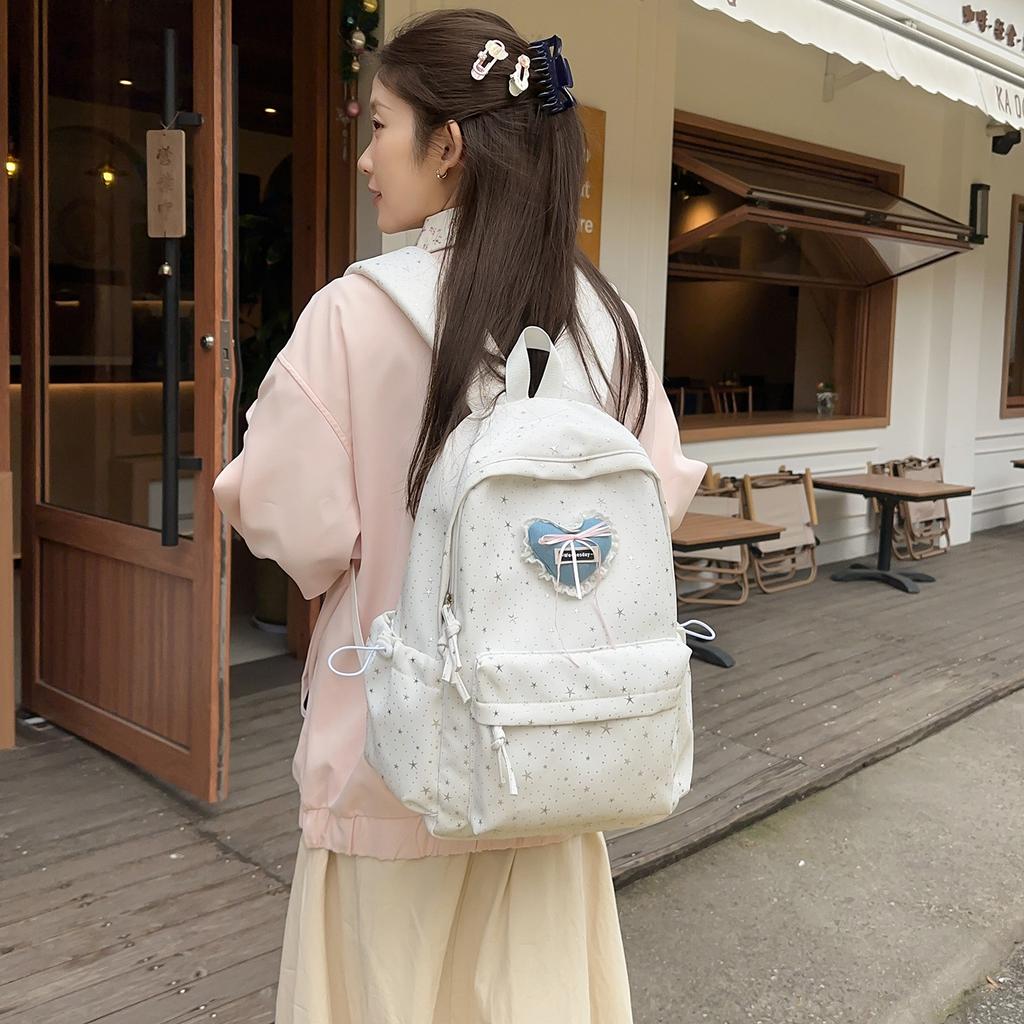 Schoolbag Korean Love Girl Style Schoolbag Large Capacity High Value Star Light Simple Student Party Campus Backpack