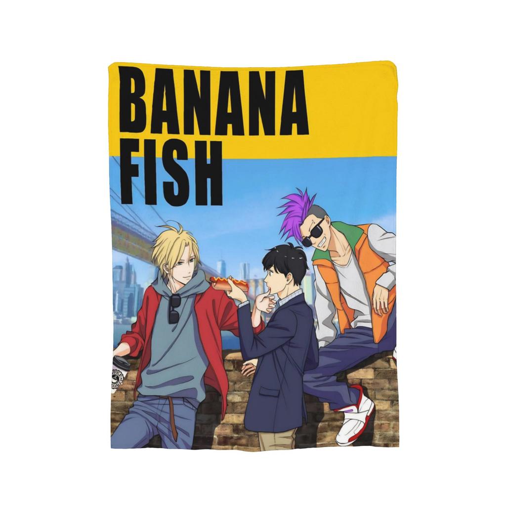 Banana Fish Anime Druckdecke für Männer Frauen Super Weich Gemütlich Überwurfdecken für Wohnzimmer 50x60 Zoll Mehrere Größen