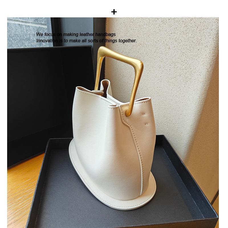 2024 Retro Echte Leder Bucket Bag mit Holzgriff - Einzigartiges, Vielseitiges Design