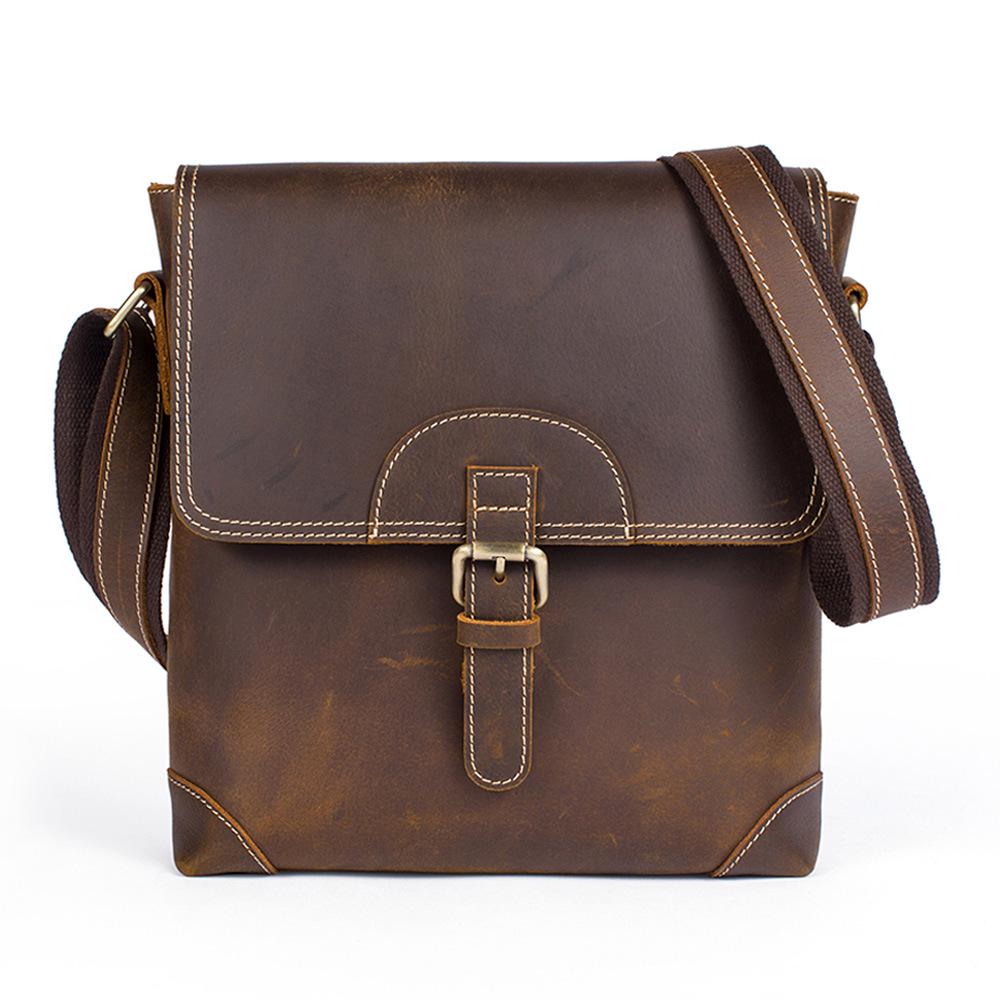 

Fashion Leather Shoulder Bag For Men Casual Fashion Vintage Designer Crossbody Bags Genuine Leather Messenger Boy School Bag коричневый