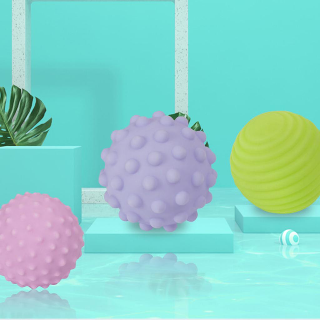 6Pcs Textured Ball Toy Vinyl Soft Elastic Multicolor Hands Squeeze Balls Set for Baby Infant