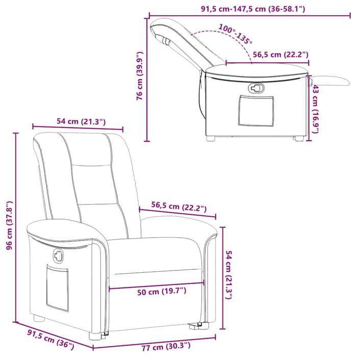 VidaXL Fauteuil inclinable Gris foncé Tissu, chaise inclinable, fauteuil inclinable pour personnes âgées, fauteuil releveur 3303255