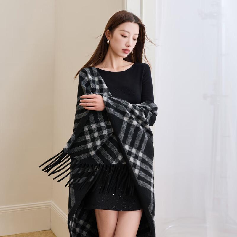 Sancai Women's Silk Wool Blend Plus Size Round Neck Knit Sweater