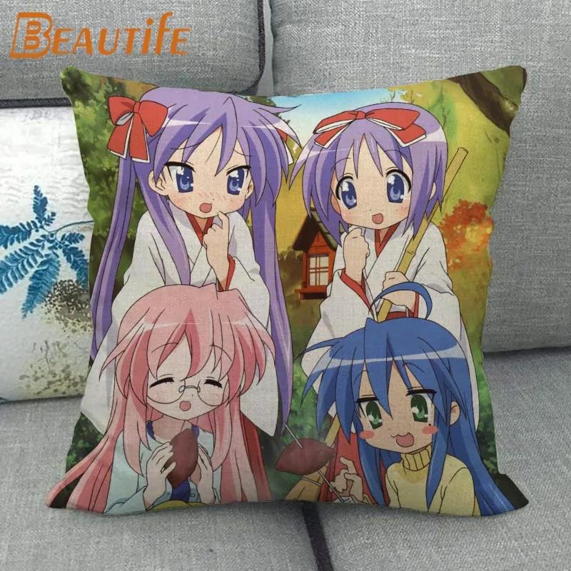Custom Lucky Star Pillowcase Cartoon Girl Wedding Decorative Cotton Linen Pillow Case for Home Pillow Cover 45X45cm One Side