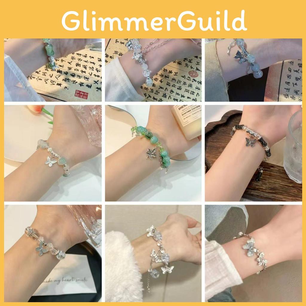 Blue Elegant Gradient Gemstone Butterfly Bracelet For Women Luxurious Jewelry Summer