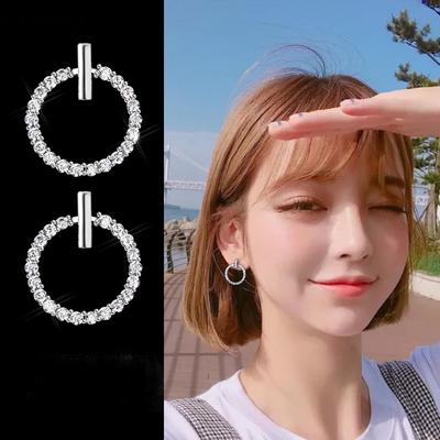 Lbyzhanfashion 925 Sterling Silber Kristall Strass Geometrische Runde Ohrstecker Für Frauen Schöne Schmuck