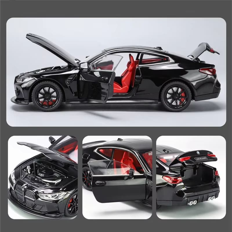 1:24 M4 G82 kupé z tlakově lité slitiny Model sportovního auta Hračka Model závodního vozidla Simulace zvuku a světla Tlumič nárazů Dětský dárek
