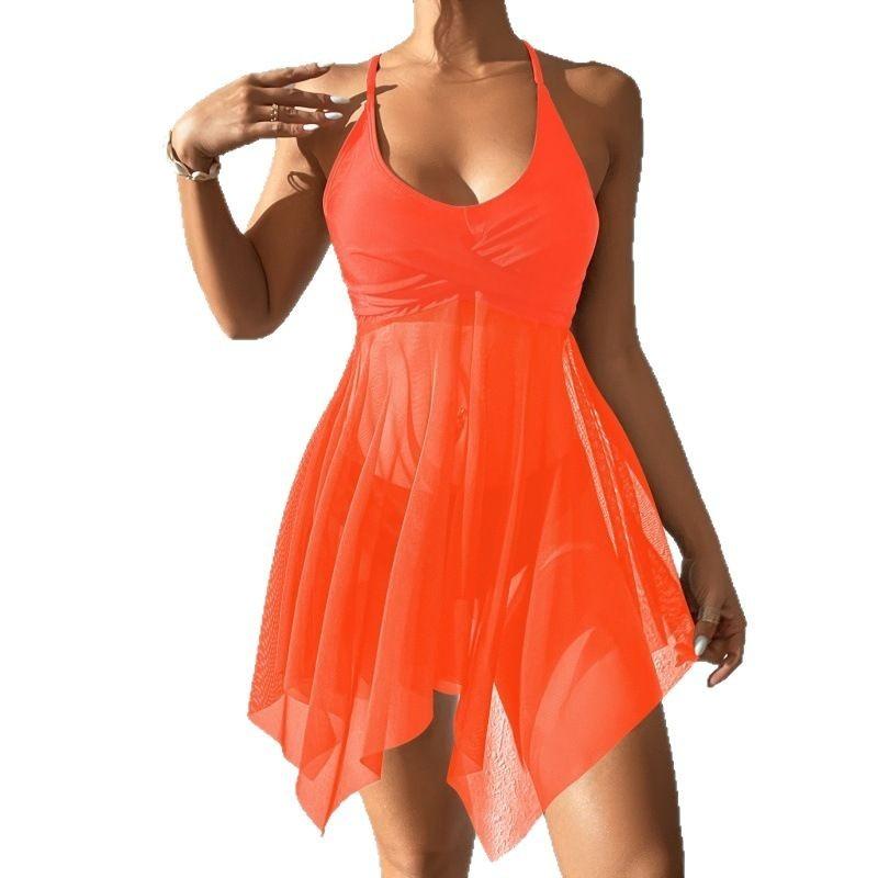 Damen S Geteilter Badeanzug Hohe Taille Hose Gekreuztes Oberteil Träger-Badebekleidung