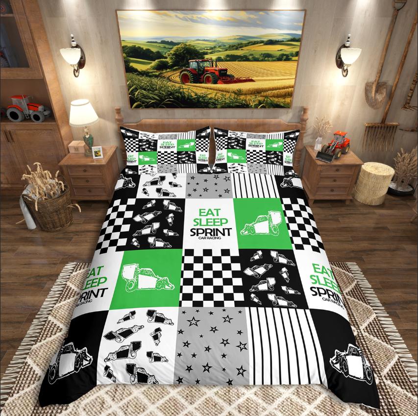 Comforter Homewish Cartoon Truck Car Theme For Kids Bedding Setgeometric Plaid Decor