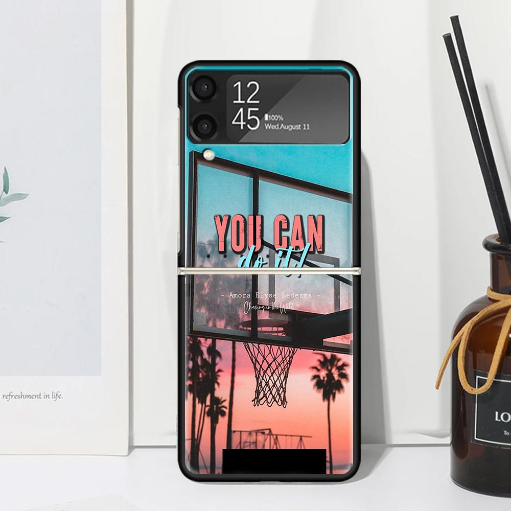 Basketball Basket Sports Phone Case For Samsung Galaxy Z Flip 7 Flip7 Zflip 6 Flip6 5 Flip5 4 Flip4 3 Flip3 5G Fundas Black Cove