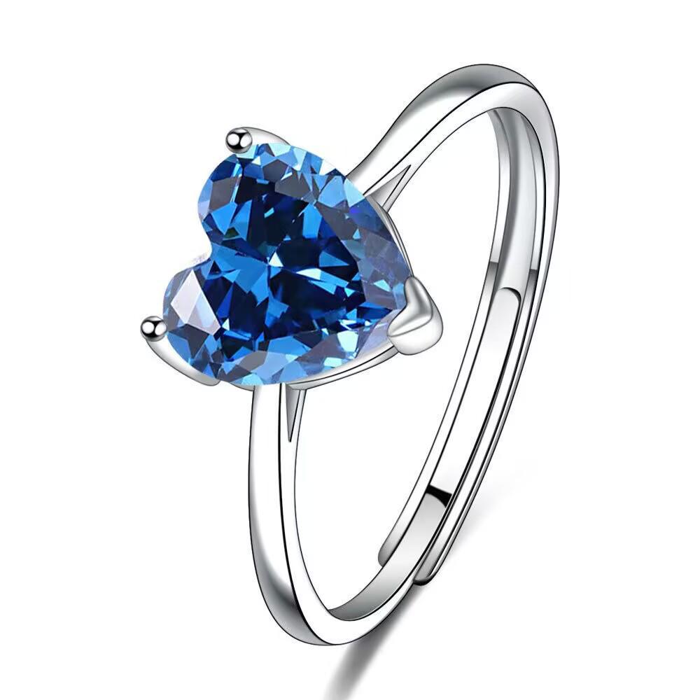 Heart-Shaped Zircon Jewelry Set: Earrings, Necklace & Open Ring - Elegant and Luxurious Fashion Accessories
