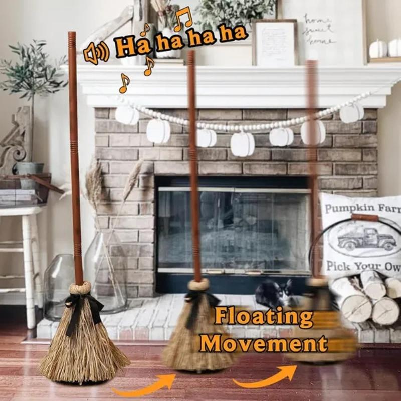 Floating Witch s Broom –Haunted Dancing Broom, Tall Animated Light Up Moving Shaft with Eerie Sounds, Flying Witch Decor for In China Mainland