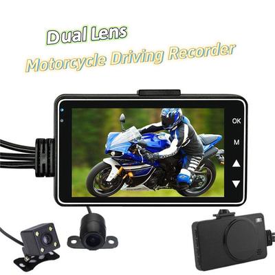 Gravador de direção de motocicleta, visão noturna de alta definição, 720p, lente dupla, câmera à prova d'água, gravador de direção de carro
