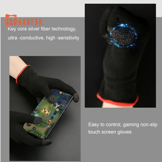 2Pcs Gaming Touch Screen Gloves Breathable Lightweight Warm Thin Sweat-proof Multifunctional Mobile Game Gloves